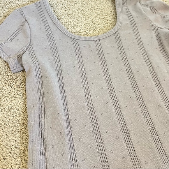 Madewell Pointelle Ribbed Tee VIOLET DUSK - Picture 5 of 6